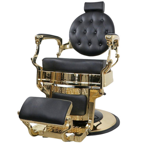 Reclining Hydraulic Barber Chairs (KS-9704) Black and Gold