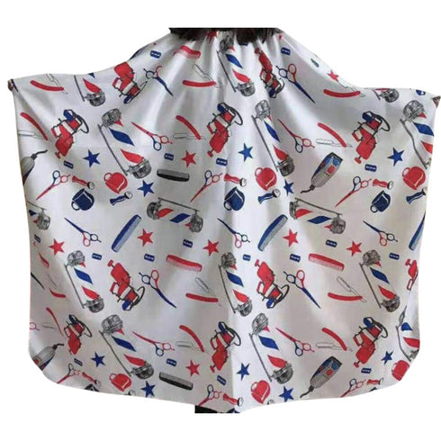 Hair Cut Coloring Cape (White With Red and Blue Pictures)